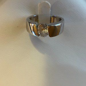 Sterling Silver ring with beautiful clear Cubic Zirconia setting.